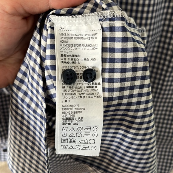 Kirkland Blue Gray and White Gingham Button Down Shirt size Large 16-16.5 32/33 - Picture 14 of 15